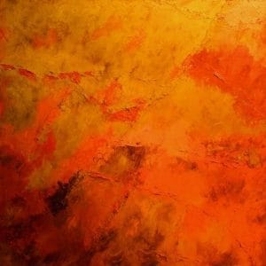 A web of fiery orange and ochre spreads across the canvas, cracked and glowing like molten earth. Texture and warmth create grounded intensity. This modern minimalist painting blends modern art, minimalist painting, abstract landscape to create a compelling piece for any contemporary art collection.